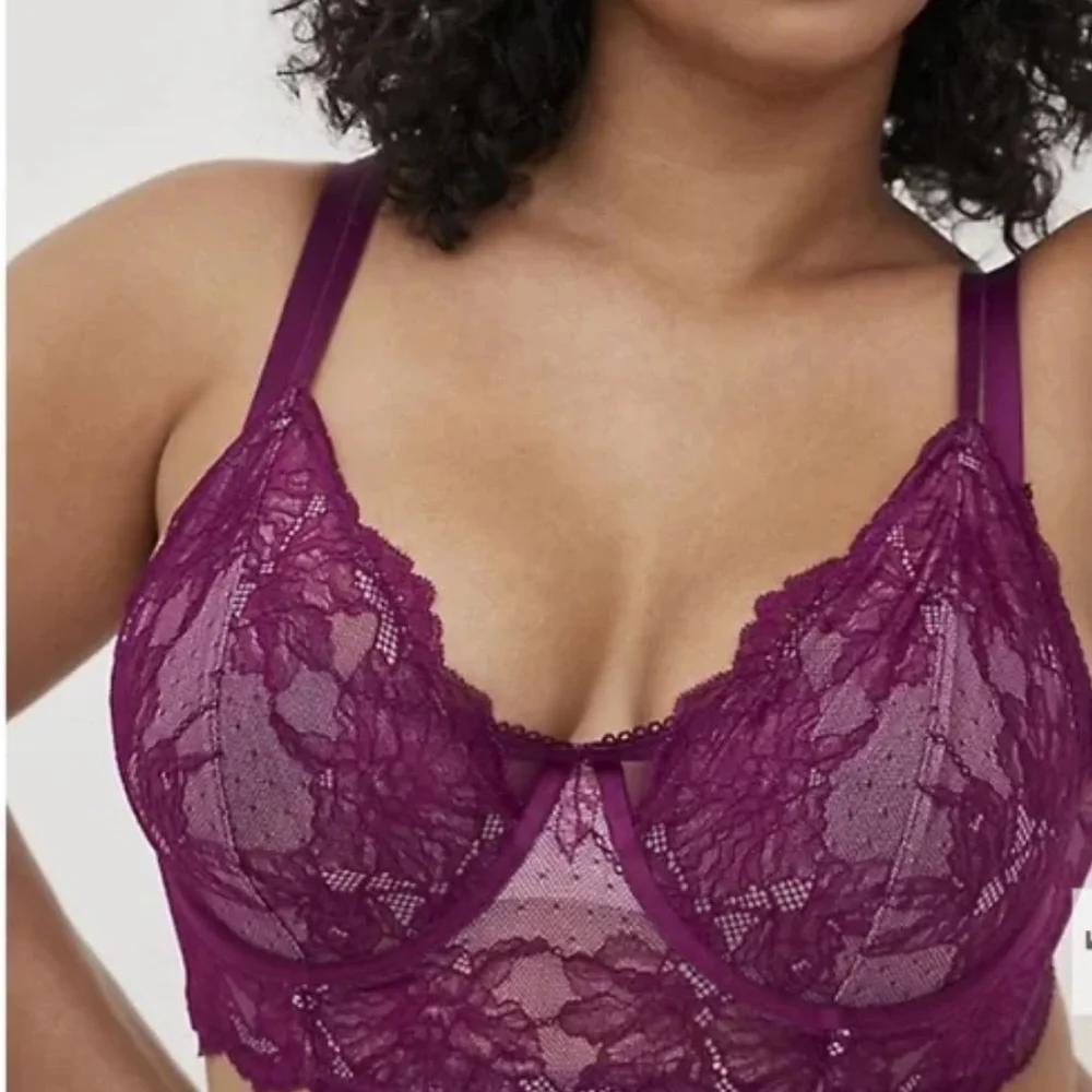 Torrid bra unlined underwire longline floral lace size 2 NWT